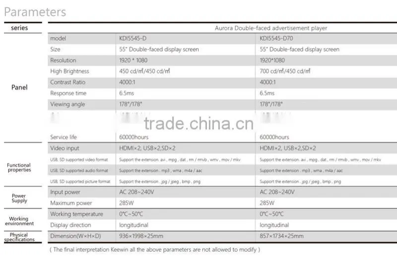 55 inch advertising ultra thin transparent lcd monitor with different colors(different display ways)