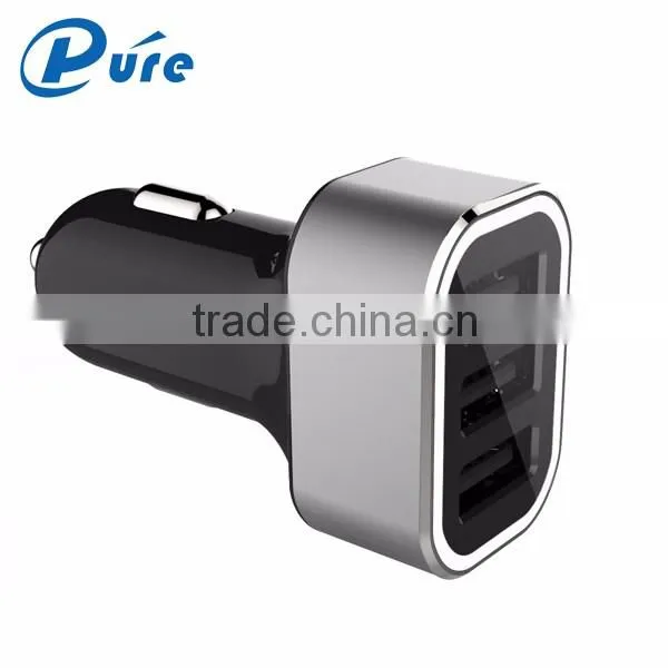 Factory New Product promotional multicolor 3 port usb car charger with LED Light Indication