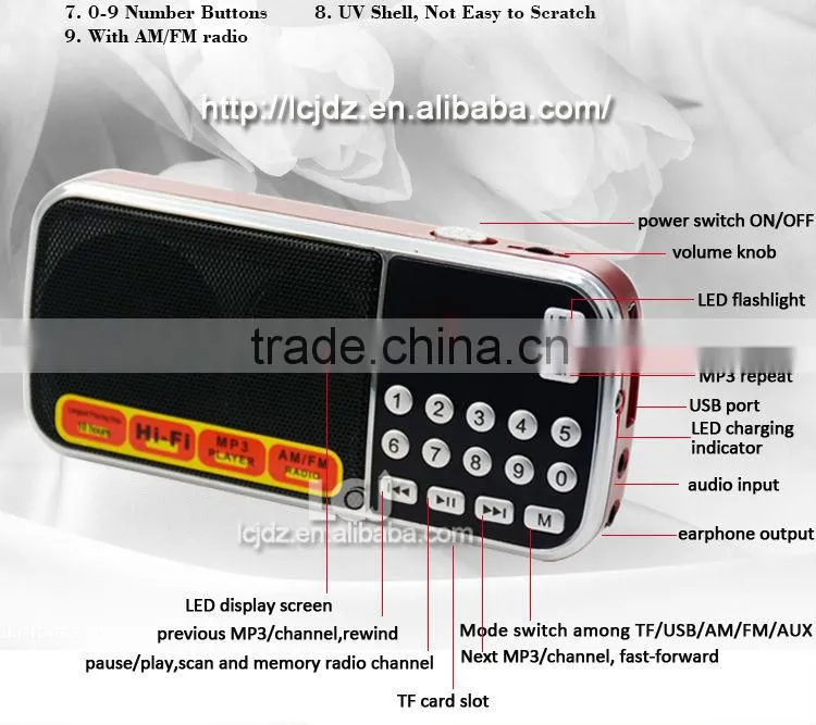 L-088AM 2016 best multi band cheap portable AM FM radio with USB SD