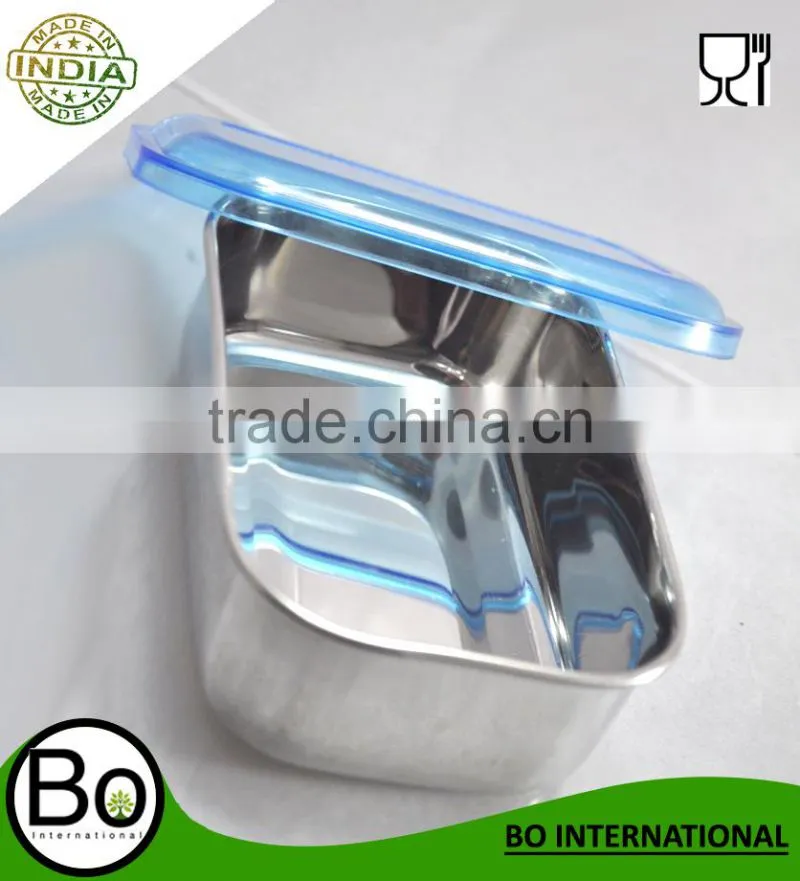 Stainless Steel Tiffin Box With Plastic Lid Blue Cap