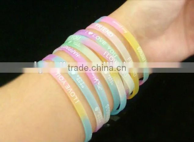 Rainbow color silicone wristband ,silicone bracelets