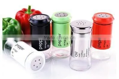 wholesale glass spice jar salt petter bottle with metal coating