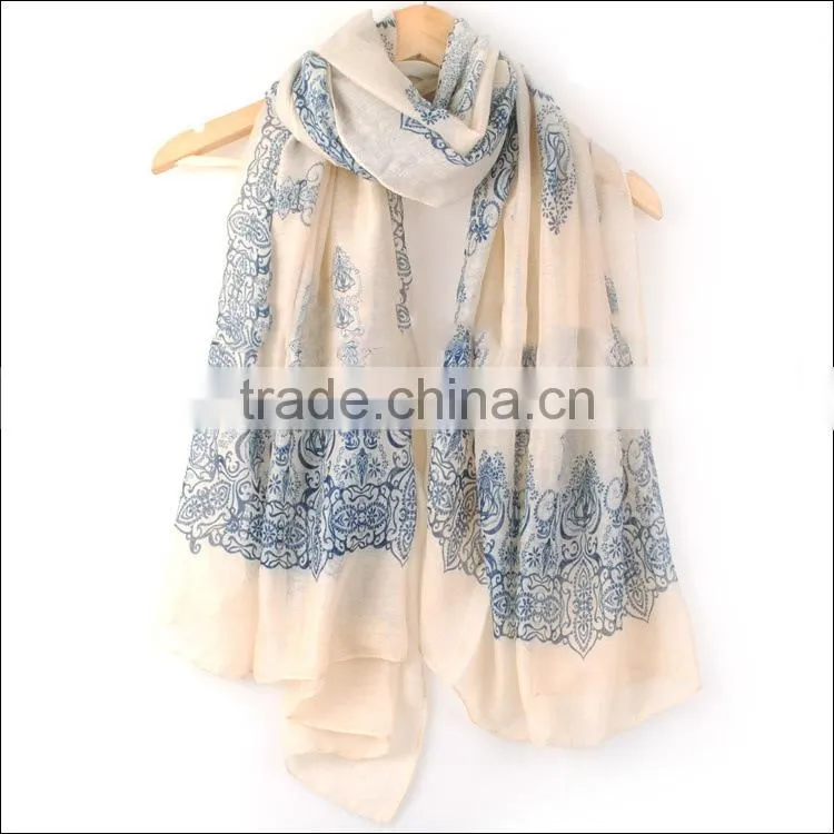 2016 New Fashion Viscose/Velvet Chiffon Scarf (BRZ036-2)