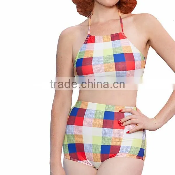 New fashion design women sexy 2016 high waist swim wear