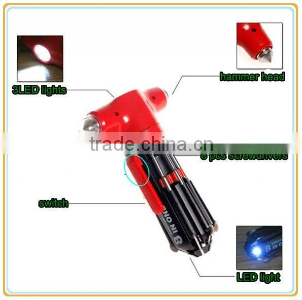 8 in 1 multifunctional emergency hammer