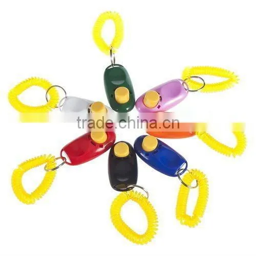 Dog Pet Click Clicker Training Trainer Aid Wrist Strap Colorful