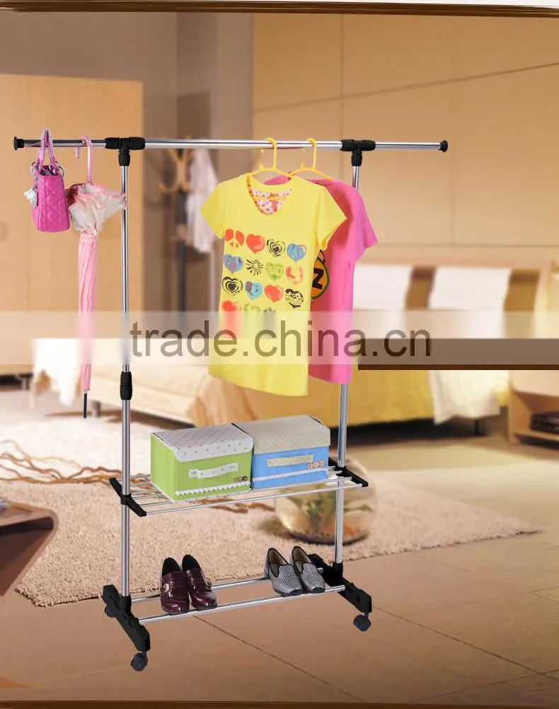 Telescopic double rols cloth dryer and rack with stoarage rack