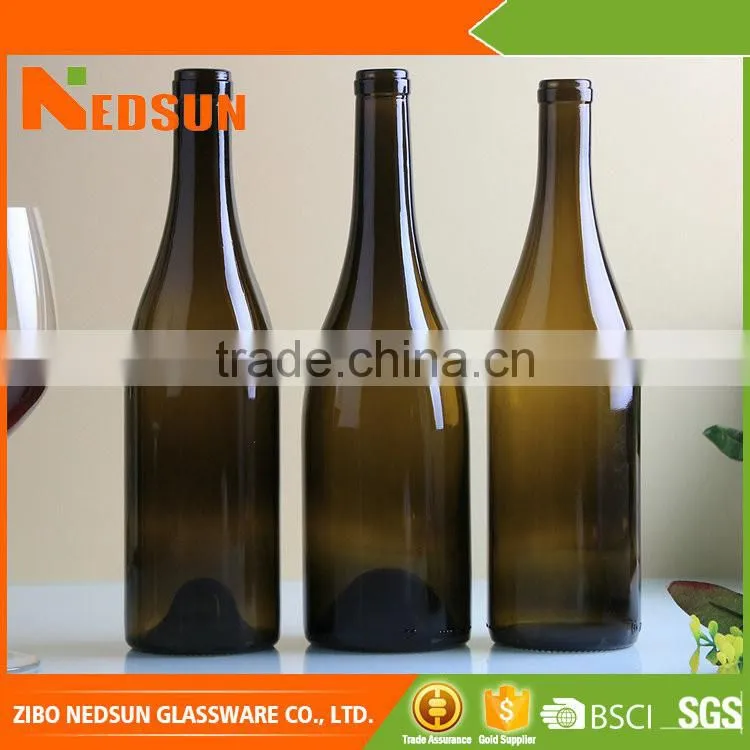 Latest wholesale high quality Classical green wholesale glass wine bottle