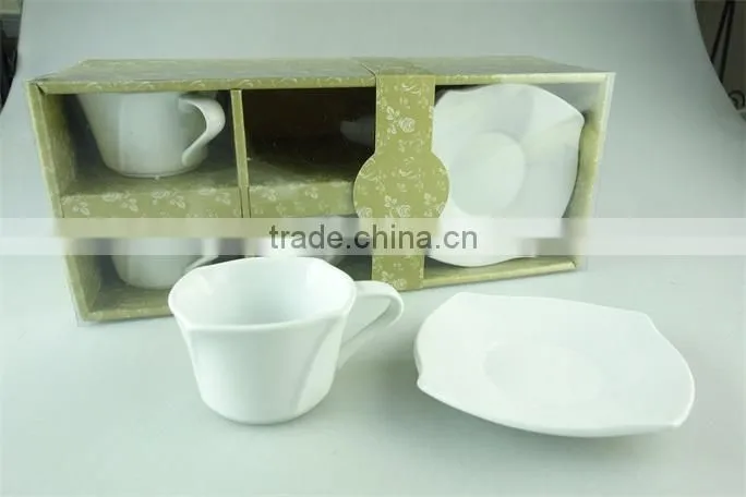 Wholesale Promotional Ceramic Coffee Tea Cup with two handles, cheap coffee cup in stock