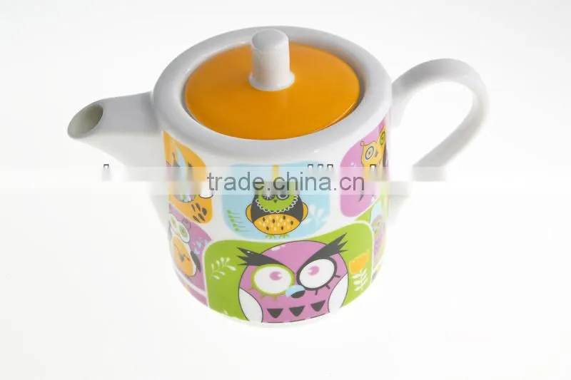 Colorful Owl Pattern Teacup And Saucer 2 Sets Wholesale Porcelain
