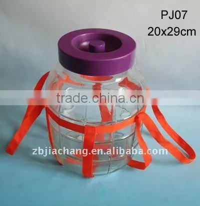 large glass wine jar with plastic lid PJ07