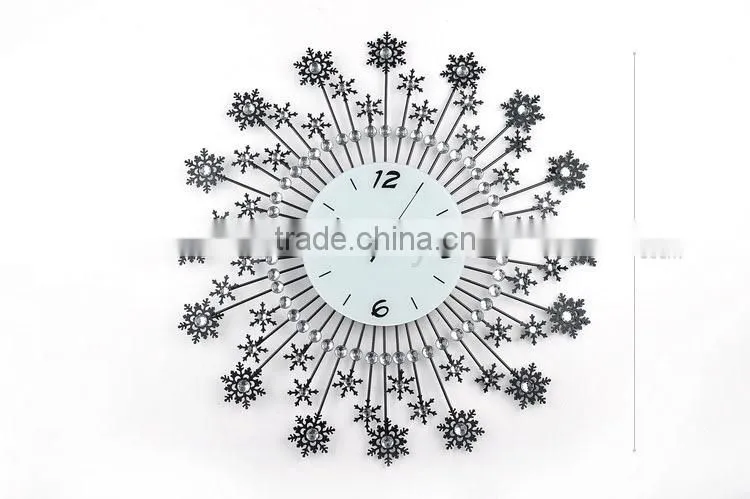 Home decoration metal wall digital clock snow flower