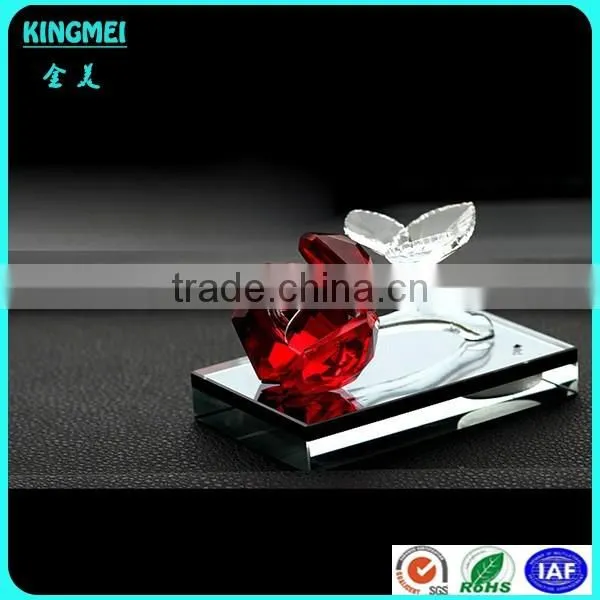 gold leaves glass apple with mirror base for car decoration