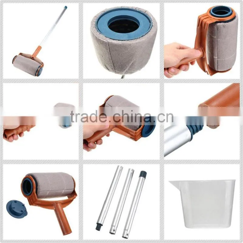 6Pcs/set Paint Roller Brush Handle Pro Flocked Edger Room Wall Painting Runner