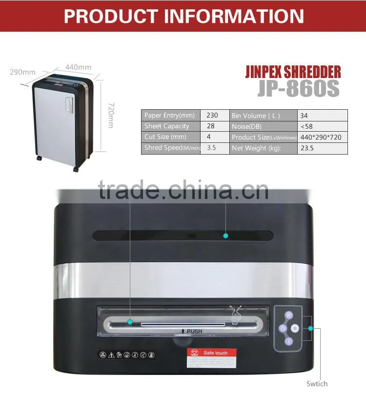 heavy duty paper shredder shred credit/CD/clip/staples strip cut 28 sheets