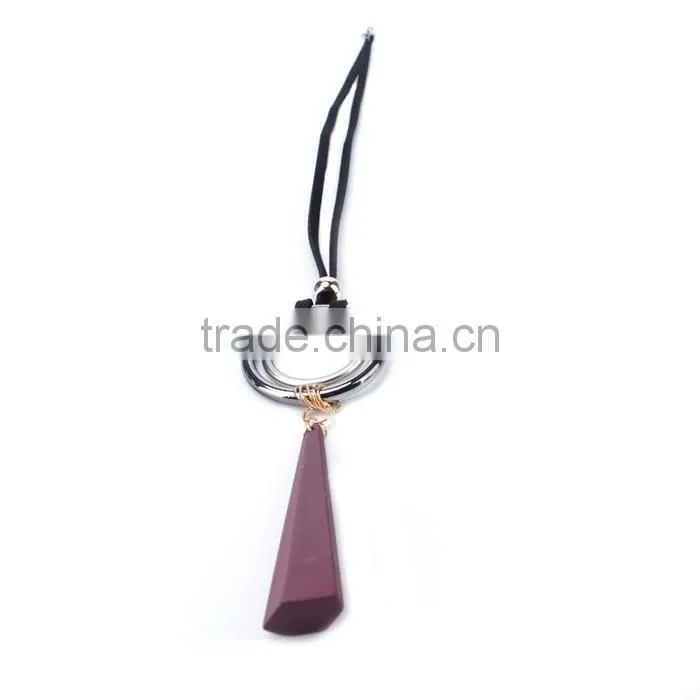 silver double hoops geometric rubber pendant necklace suede velvet leather necklace geometric long sweater necklace