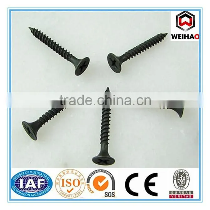 cross flat head black phosphate thread drywall screw