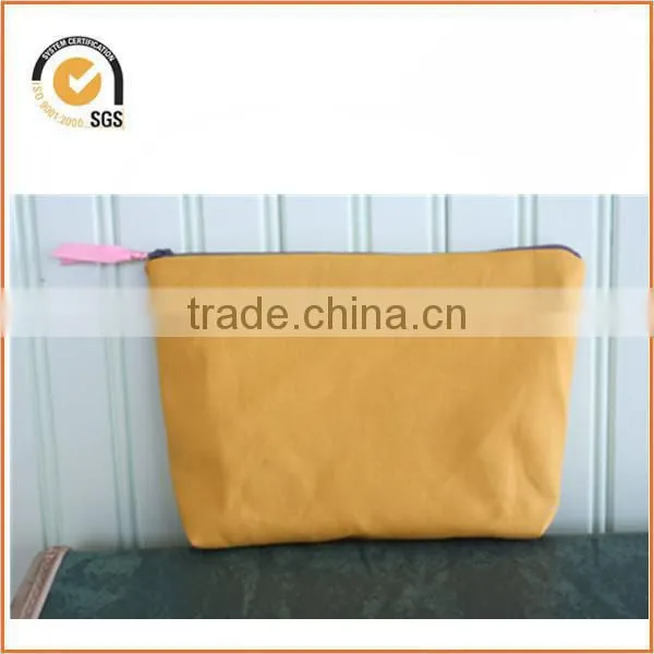 Waxed Canvas Cosmetic/Toiletry Zipper Pouch (Yellow and White) By Chiqun Dongguan CQ-H01097