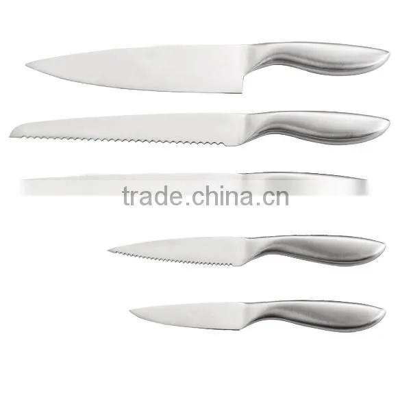 A3349 Stainless Steel Hollow Handle Kitchen Knife Set Metal Cutlery Set