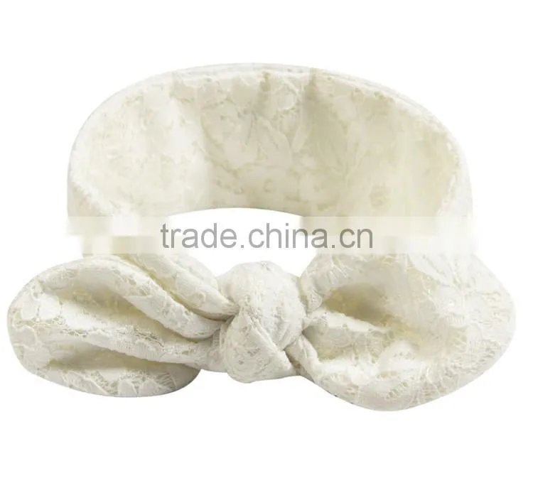Turban lace baby headband braided knot lace elastic headbands from China manufactory