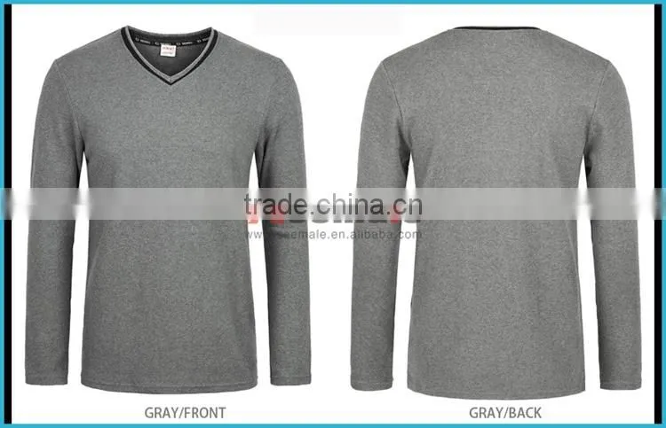 Combed Cotton Lycra Heated Thermal Underwear Men Thick Long Sleeve Long John V-neck Thermal Clothing Set Simple Design