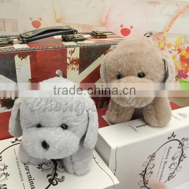 CX-R-53 Dog Shape Fashion Cheap Fancy Genuine Sheep Fur Tail Key Chain