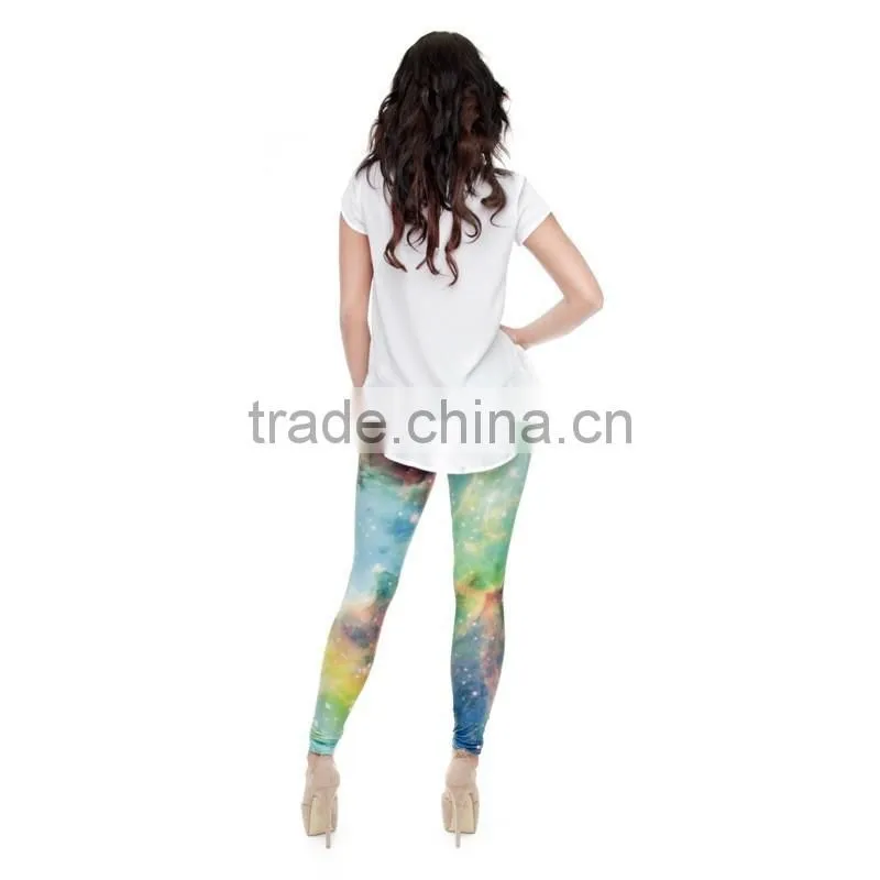 Universe Green Light Galaxy Space Color Block Gym Pant Leggings