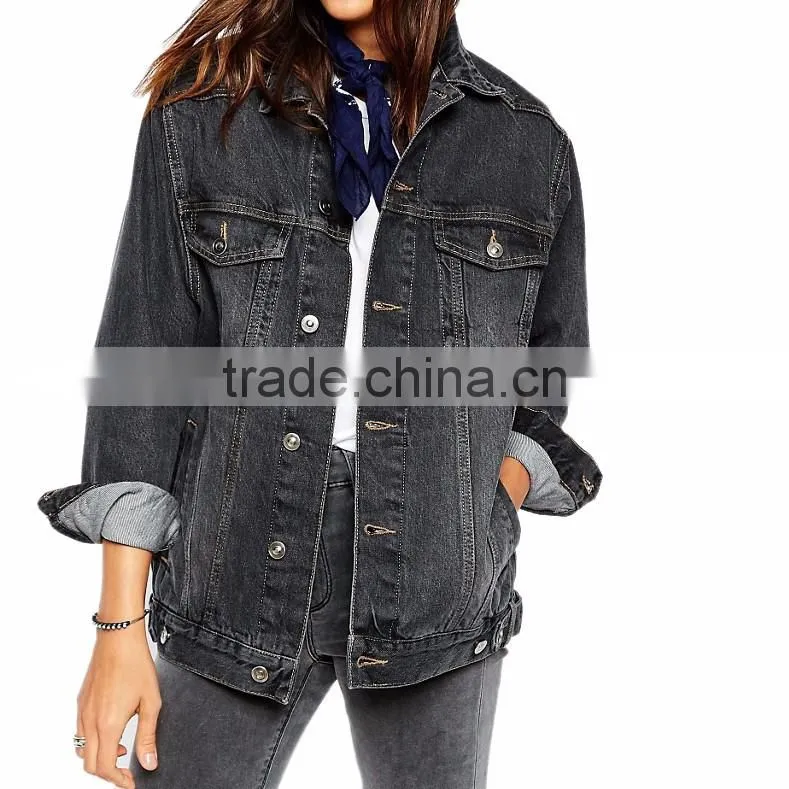 Wholesale Price Women Fashion Washed Winter Denim Jacket Woman Apparel