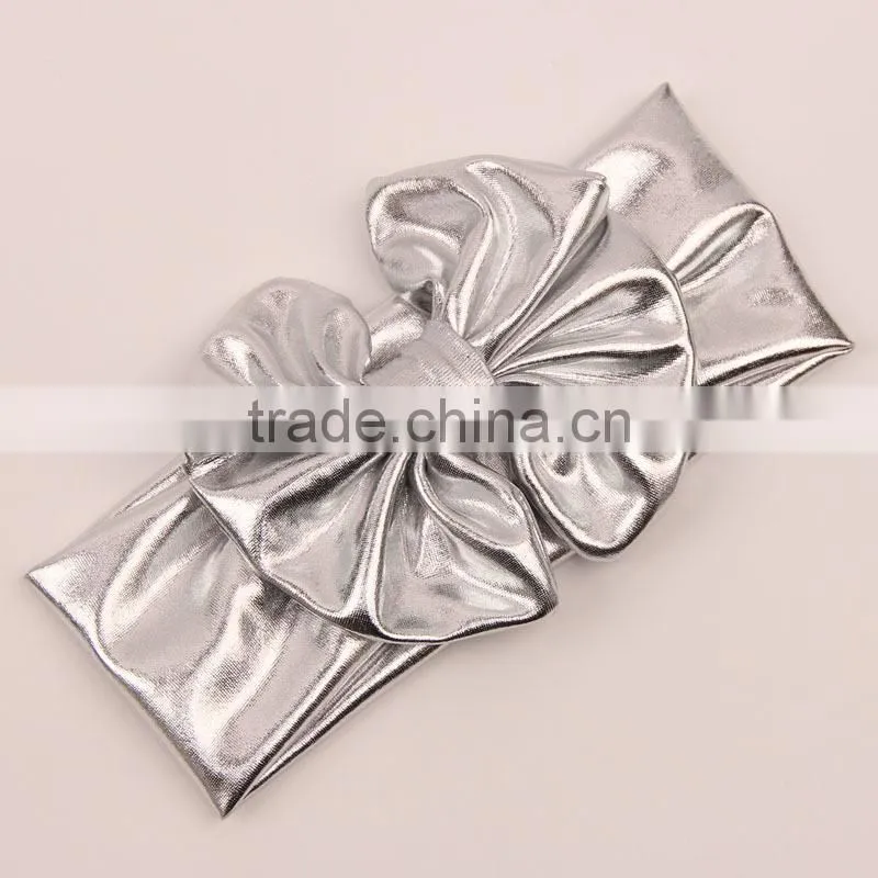 Cool baby girls metal color headband 2017 newborn kids elastic cotton hair band bows hair accessories
