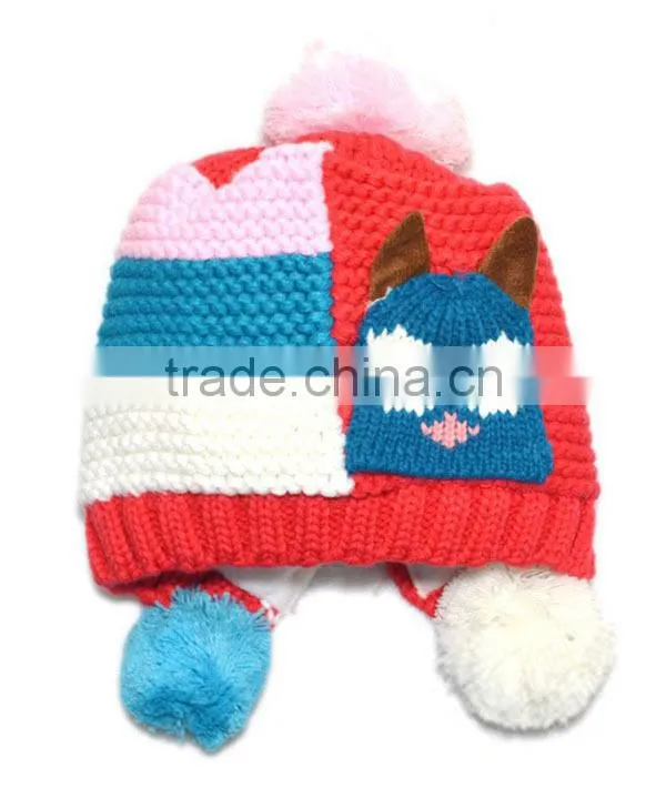 Fashion baby knitting hat winter hat with pompom