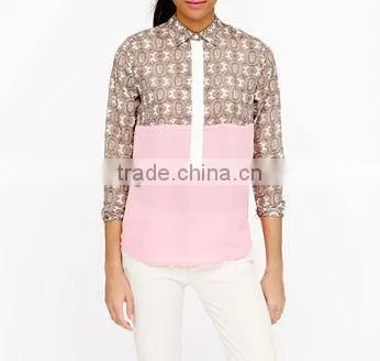 fashion girls printed chiffon french designer shirts