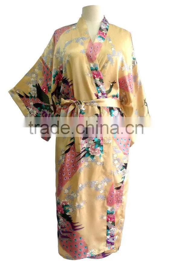 Silk sexy kimono Women Robe Gown Bathrobe Sleepwear SW019
