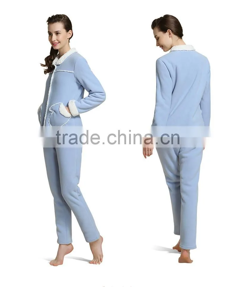 Functional service Qianxiu long sleeve winter fleece ladies nighty