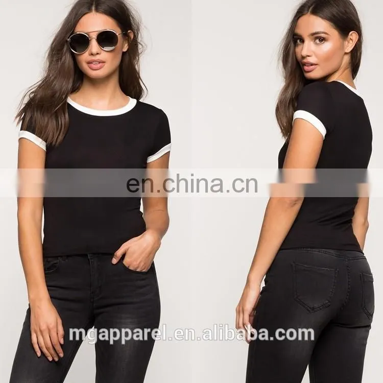 China t shirt manufacturer wholesale plain round blank black t shirt