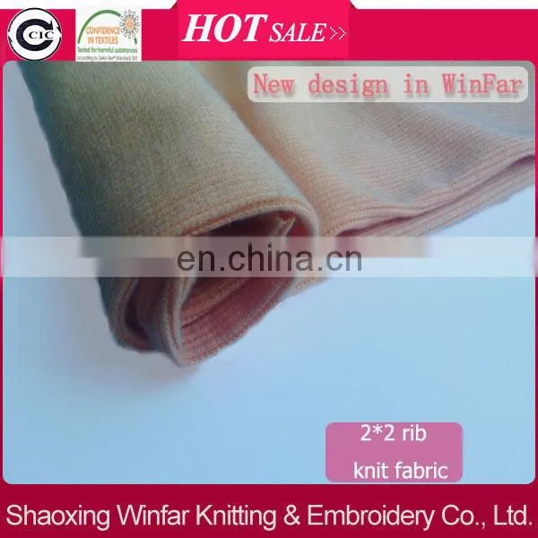 Winfar polyester knit fabric collar 2*2 rib poly span rib fabric for garment