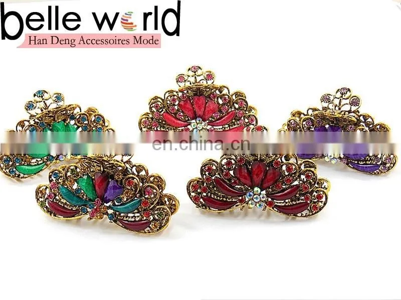 Fashion Large Alloy Peacock Rhinestone Jewel Hair Claw Clip