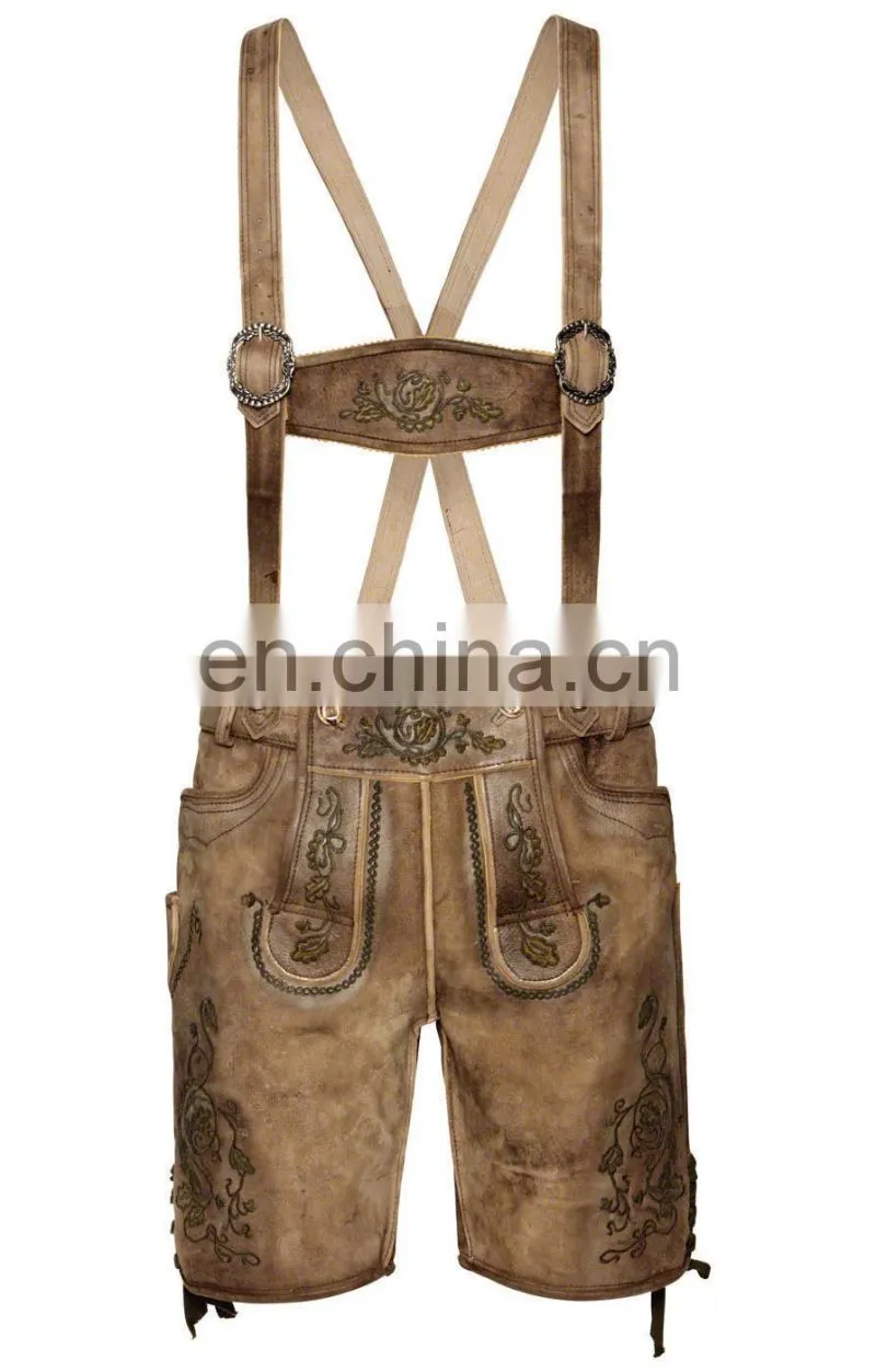 Double Tone High Quality Bavarian leder Hosen, Trachten Lederhosen (Traditional Garments)