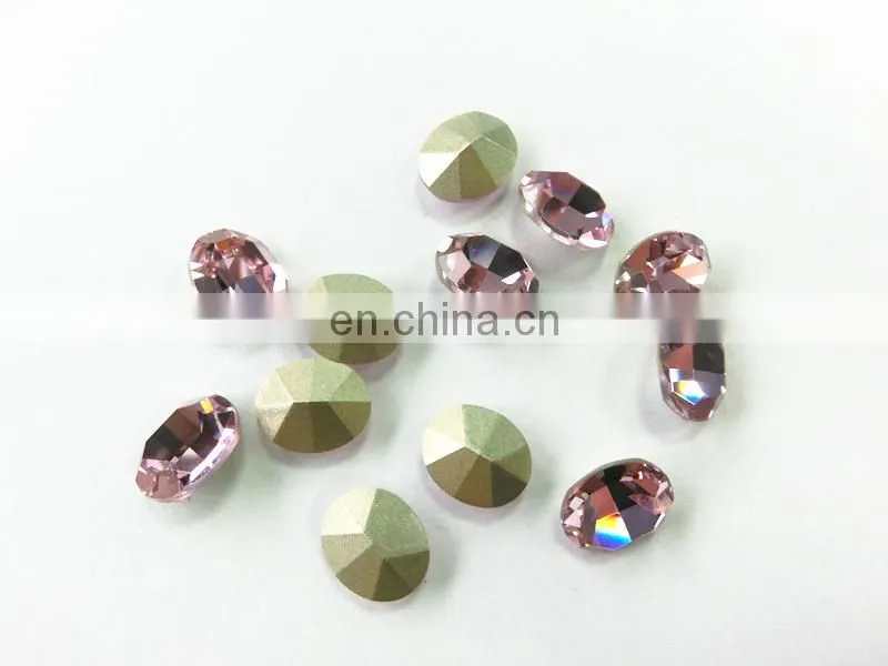 Silver Base Point Back Rose Crystal Stone Oval Shape
