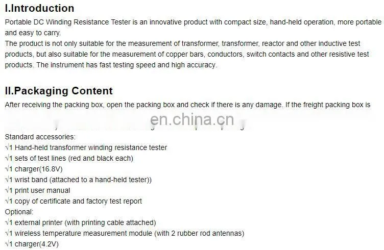 3 phase transformer winding resistance meter high quality handheld dc resistance tester