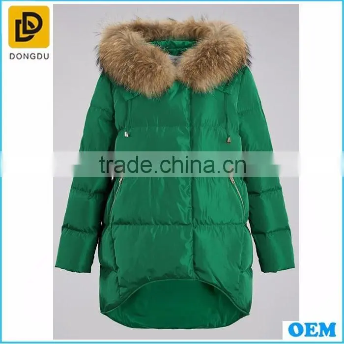 High end elegant green winter coat for ladies