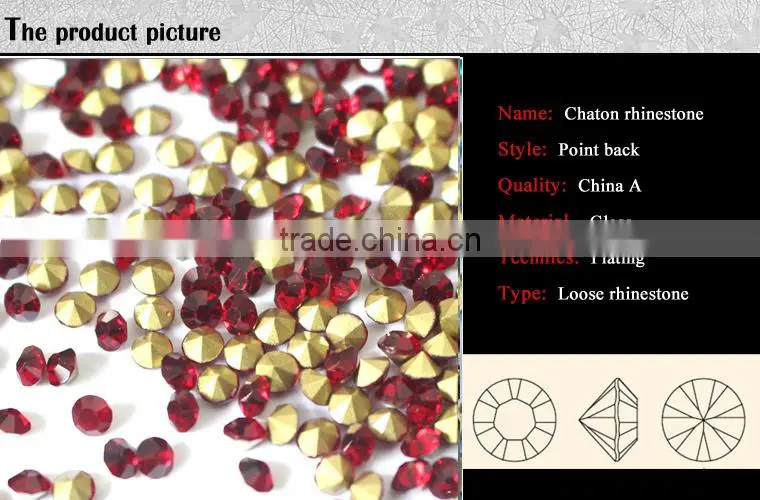 X0703 Siam/red Factory chaton crystal,point back rhinestone,glass point back stone