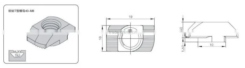 20s 30s 40s 45s Aluminum Profile Fastener Accessory T Nut Hammer Head Nuts with Bolts Industrail