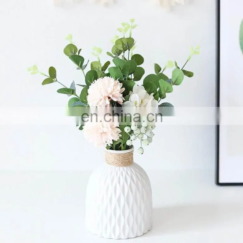 Modern Flower Vase Imitation Ceramic Flower Pot Decoration Home Plastic Vase Flower Arrangement Nordic Style Home Decoration