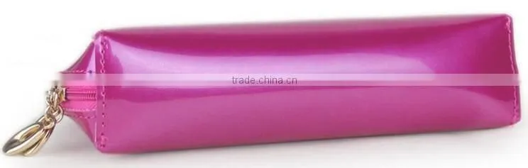 High quality makeup bag with custom logo,professional artist leather cosmetic bag,OEM leather plain purple toiletry makeup bag