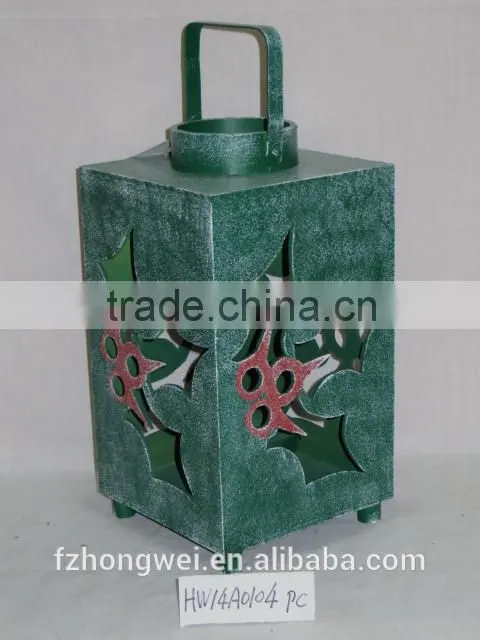 Hongwei Handmade Antique&Retro Wood Lantern/Candle Lantern/Candle Holder with Metal Lid&Ring Handle for Home&Garden Decor