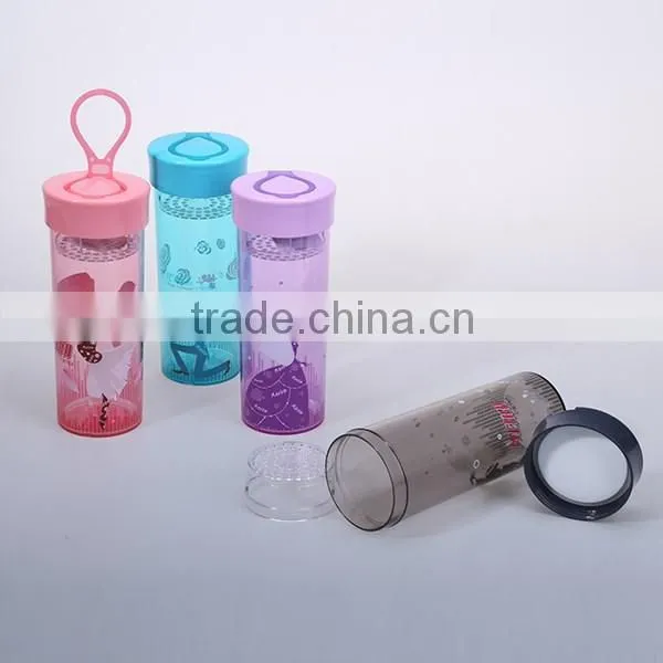 Screw Top Water Bottle 450ml Plastic Tumbler Cup Lid Travel Mug