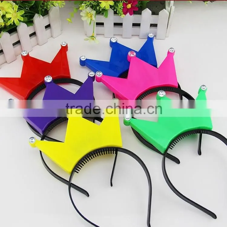 Children Kids Party Birthday Festival LED Light Cap Hat Crown King/ Princess Girls Handmade Headband