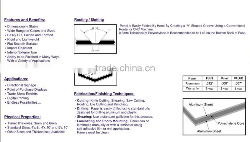 4x8 Aluminium Plastic Sheets for Decoration Building Material