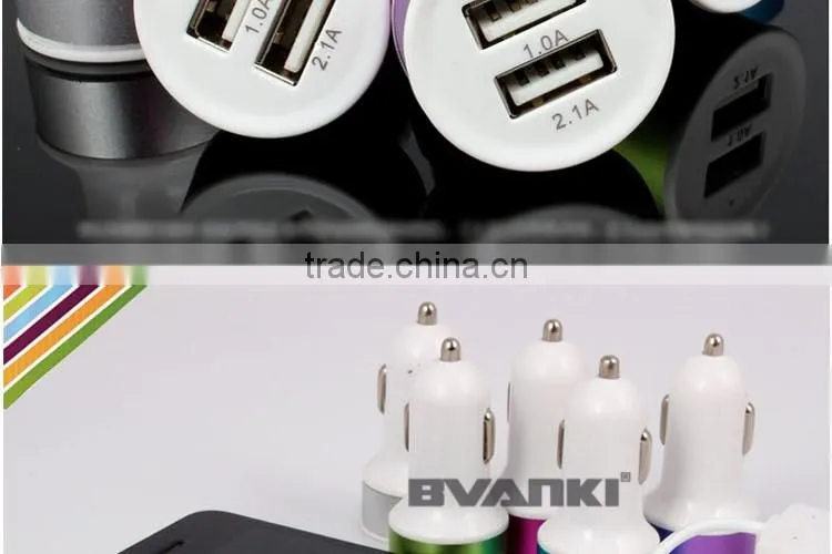 2016 New arrival customize Colorful Aluminum Ring mini Universal car charger , single / dual usb car charger for mobile phone