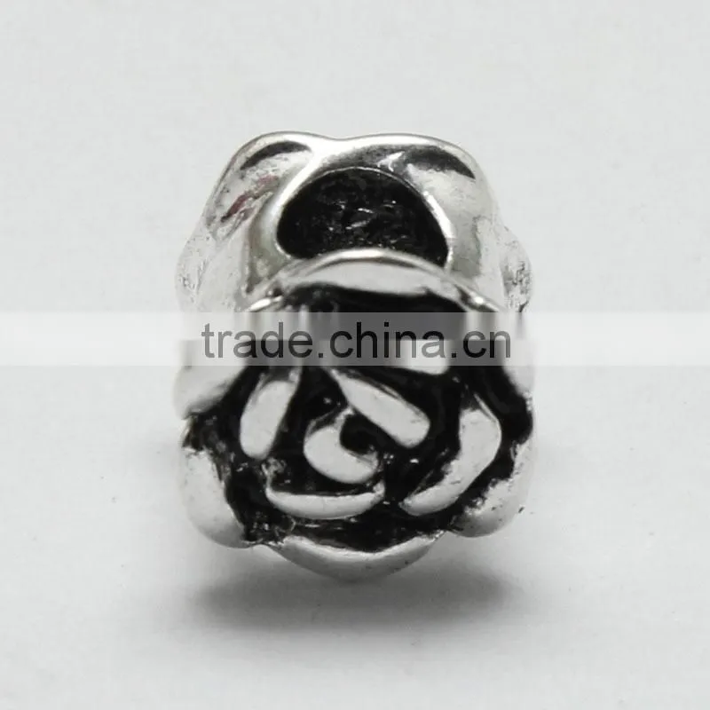 Pdora Jewelry Accessories, Rose Shape DIY Zinc Alloy Hanging and Slider Beads